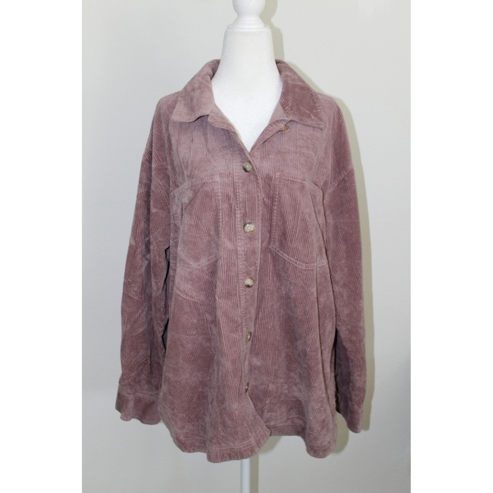 Madewell Women's Mauve Pink Corduroy Shirt Jacket Shacket Size Large 100% Cotton